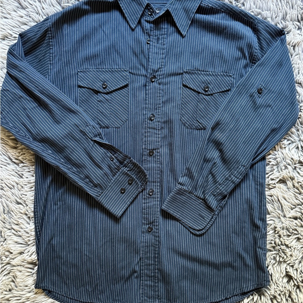 Beverly Hills Polo Club Men's Blue Striped Shirt
